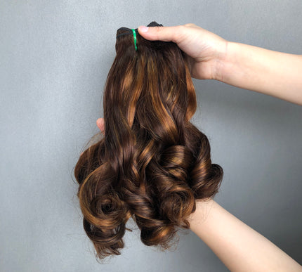 Hot Selling Vietnam Double Drawn Virgin Hair Bouncy Wave Piano Color