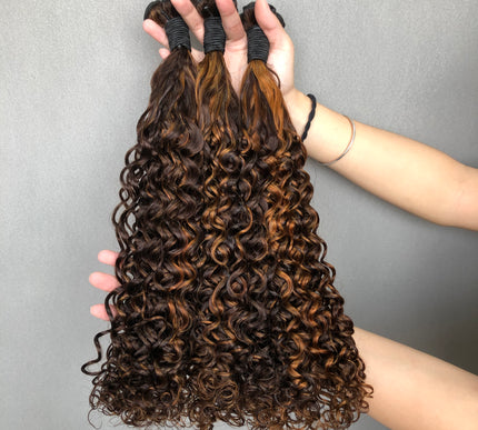 Hot Selling Pinao Color Double Drawn Amazing Curly Hair Bundles