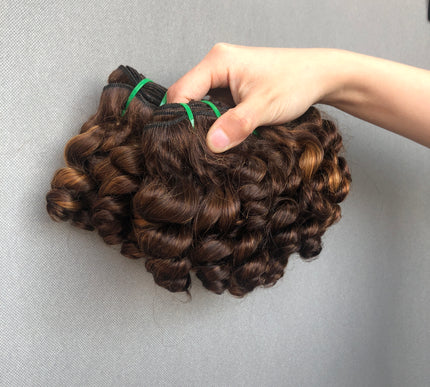 Double Drawn Short Curly Spring Curl Hair Bundels 8inch