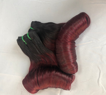 Brazilian Virgin Hair Double Drawn Egg Curl Wine Color