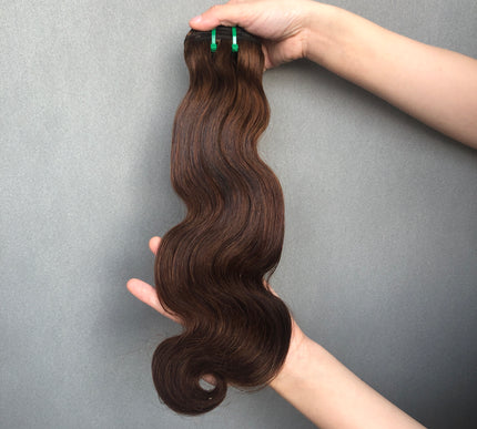 Popular Colored Double Drawn Hair Body Wave Brown Color