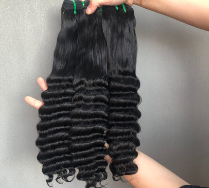 Good Quality Double Drawn Hair Half Deep Wave Natural Color