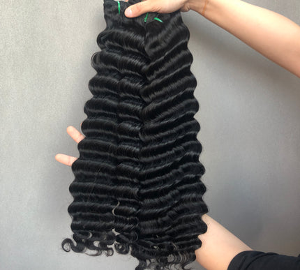 Hot Selling Double Drawn Hair Bundles Peruvian Deep Wave