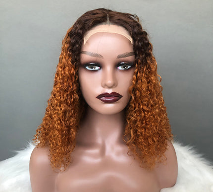 Virgin Hair 4x4 Lace Closure Wig Pixie Curl T4/30 With Full Density