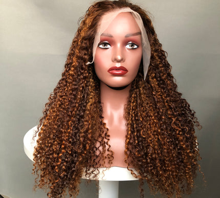 13x4 Lace Frontal Wig Super Double Drawn Pixie Curl Piano Color