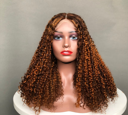 Vietnam Double Drawn 4x4 Lace Closure Wig Pixie Curl Paino Color