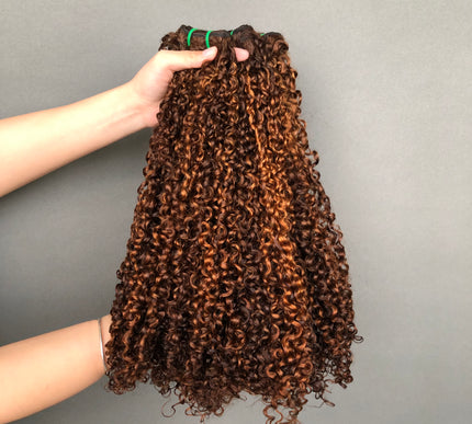 Top Selling Peruvian Virgin Hair Funmi Double Drawn Hair Pixie Curl Piano Color