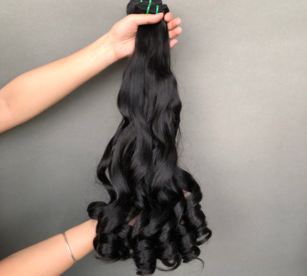 Hot Selling Double Drawn Hair Bouncy Wave Natural Color