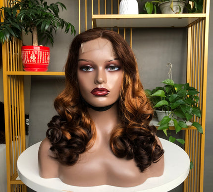 4x4 Factory Bouncy Wave Lace Closure Wig 3 Tones Color