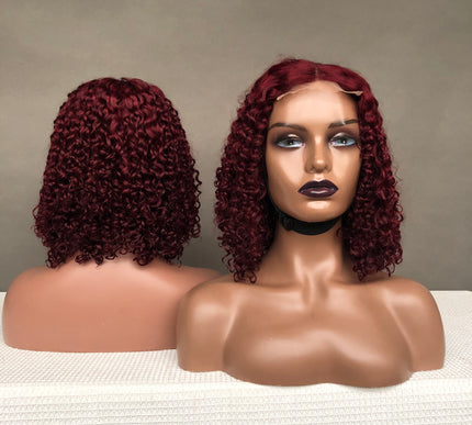 4x4 Closure Wig Amazing Curl Factory Wig Double Drawn Quality Wine Color