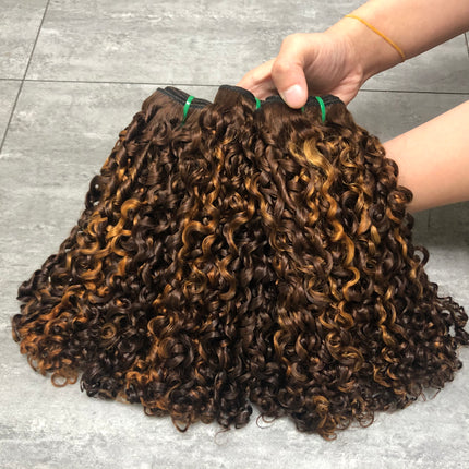 Top Selling Peruvian Virgin Hair Funmi Double Drawn Hair Pixie Curl Piano Color