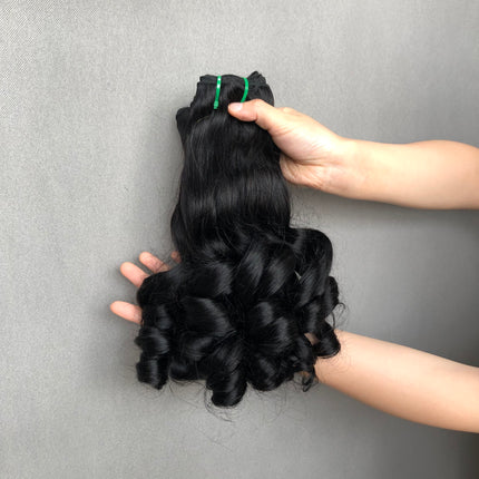 Hot Selling Double Drawn Hair Bouncy Wave Natural Color