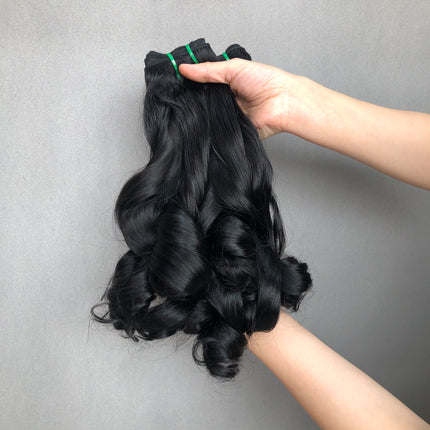 Hot Selling Double Drawn Hair Bouncy Wave Natural Color