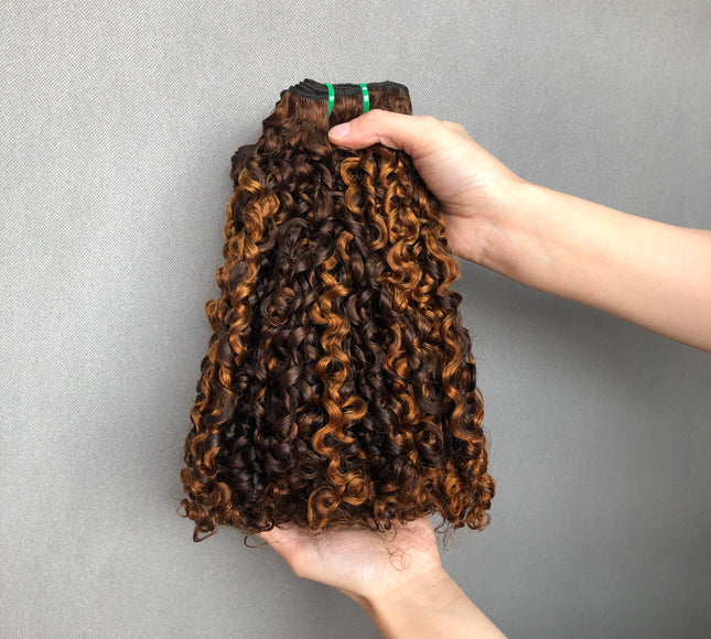 Top Selling Peruvian Virgin Hair Funmi Double Drawn Hair Pixie Curl Piano Color