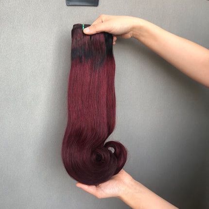 New Style Double Drawn Human Hair Curve Straight 1b/99j Color
