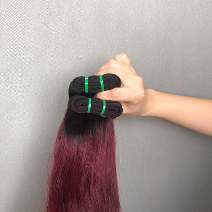 New Style Double Drawn Human Hair Curve Straight 1b/99j Color