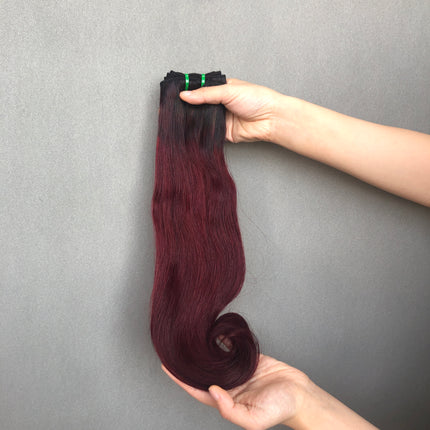 New Style Double Drawn Human Hair Curve Straight 1b/99j Color