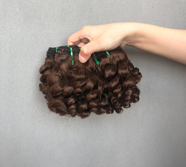 Double Drawn Short Curly Spring Curl Hair Bundels 8inch