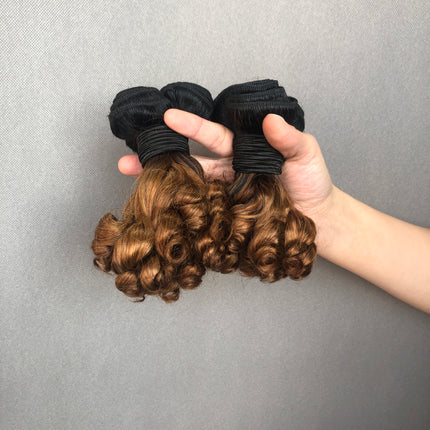 Double Drawn Short Curly Spring Curl Hair Bundels 8inch