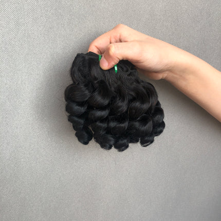 Double Drawn Short Curly Spring Curl Hair Bundels 8inch