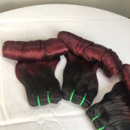 Brazilian Virgin Hair Double Drawn Egg Curl Wine Color