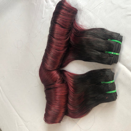 Brazilian Virgin Hair Double Drawn Egg Curl Wine Color