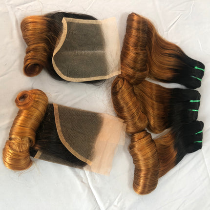 Best Quality Double Drawn Hair Egg Curl 1b/30 Colored Hair