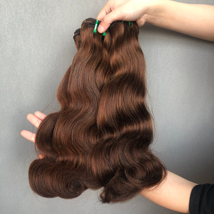 Popular Colored Double Drawn Hair Body Wave Brown Color