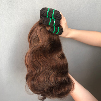 Popular Colored Double Drawn Hair Body Wave Brown Color