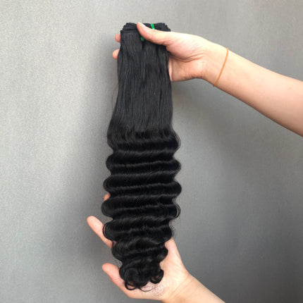 Good Quality Double Drawn Hair Half Deep Wave Natural Color