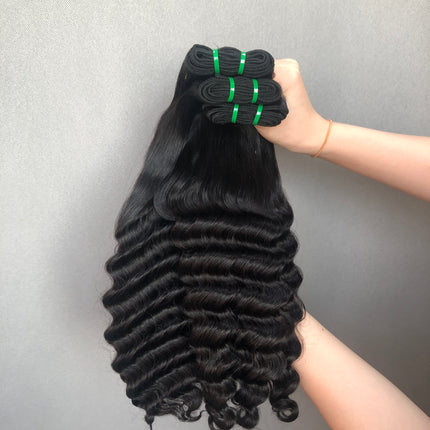 Good Quality Double Drawn Hair Half Deep Wave Natural Color
