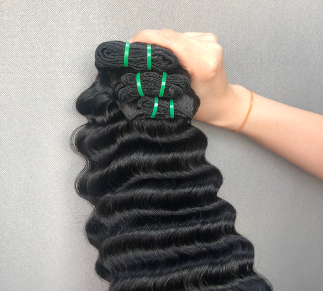 Hot Selling Double Drawn Hair Bundles Peruvian Deep Wave