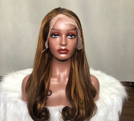 13x4 Lace Frontal Wig Super Double Drawn Hair Curve Straight Piano Color