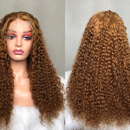 13x4 Lace Frontal Wig Virgin Double Drawn Hair Amazing Curl Brown Color
