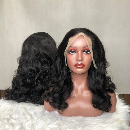 13x4 Lace Frontal Wig Super Double Drawn Hair Bouncy Wave