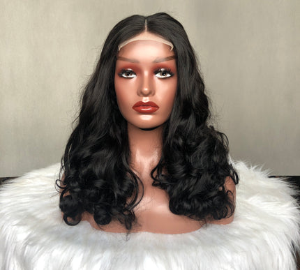 Super Double Drawn 4x4 Lace Closure Wig Bouncy Wave