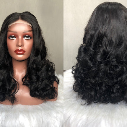 Super Double Drawn 4x4 Lace Closure Wig Bouncy Wave