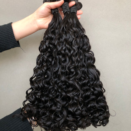 Premium 100% Human Hair Double Drawn Hair Bundles Amazing Curl Style Natural Black Color