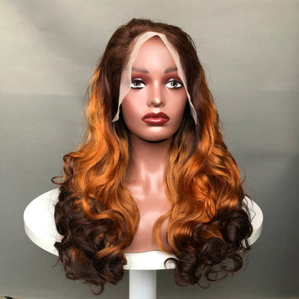 13x4 Lace Frontal Wig Super Double Drawn Hair Bouncy Wave 3 Tones Color
