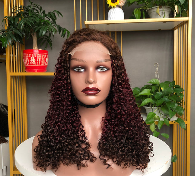 5x5  Lace Closure Wig Pixie Curl Color 4/99j/4