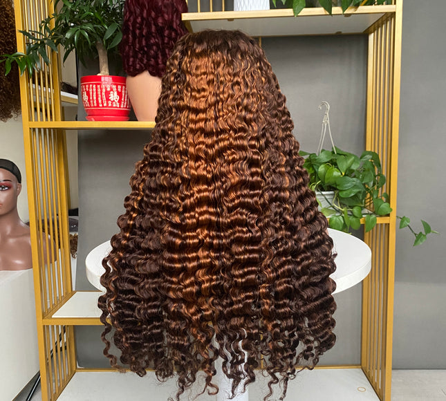 5x5 HD Lace Closure Factory Wig Burmese Curl Pinao Color