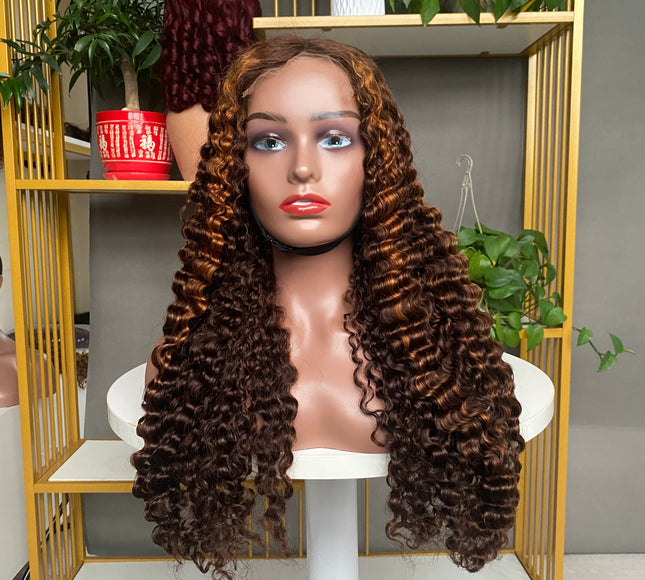 5x5 HD Lace Closure Factory Wig Burmese Curl Pinao Color