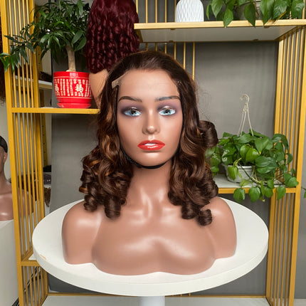 5x5 HD Lace Closure Factory Wig Spring Curl Piano Color