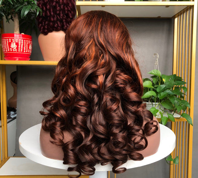 4x4 Closure Wig Full Density Bouncy Wave Piano Color