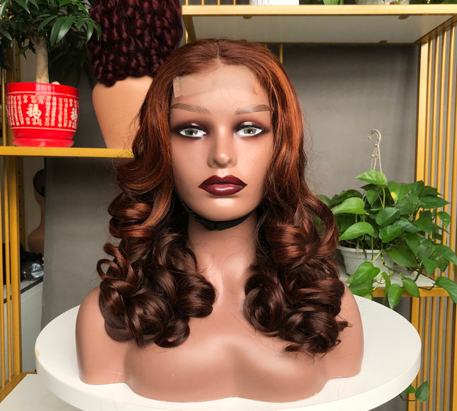 4x4 Closure Wig Full Density Bouncy Wave Piano Color