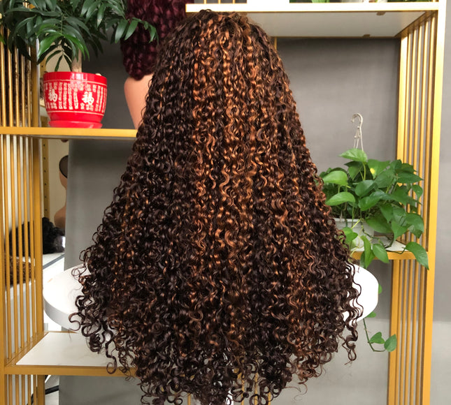 5x5 HD Lace Closure Factory Wig Pixie Curl Piano Color