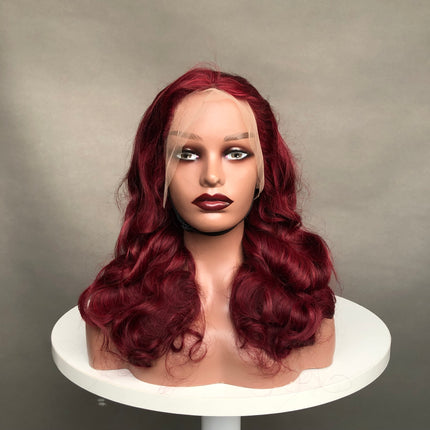 13x4 Lace Frontal Wig Factory Bouncy Wave Wine Color
