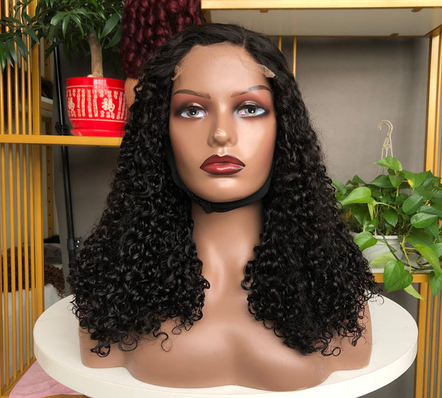 5x5 HD Lace Closure Factory Wig Pixie Curl Natural Color