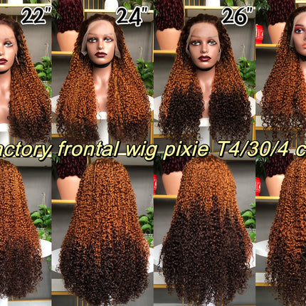13x4 Lace Frontal Wig Factory Full Density Wig Pixie Curl T4/30/4