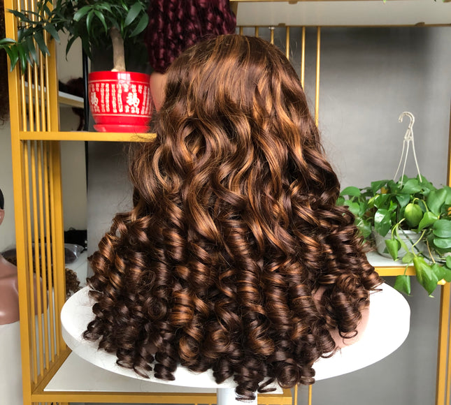 5x5 HD Lace Closure Factory Wig Spring Curl Piano Color